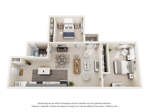 Floor plan for 2 beds, 1 bath, 1400 sqft